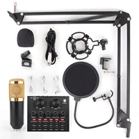 studio condenser microphone with v8 sound card arm stand professional podcast live studio recording broadcast equipment