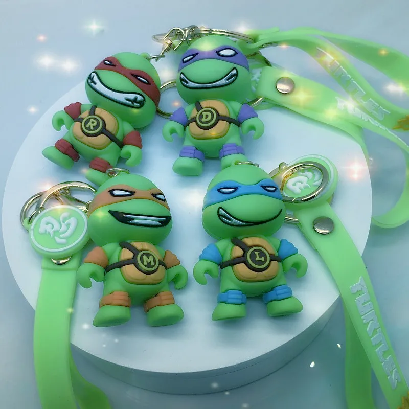 

2021 New Creative Keyring Cartoon Turtle Group Four Keychain Blue Orange Red Purple Girlfriend Gift Anime Keychains