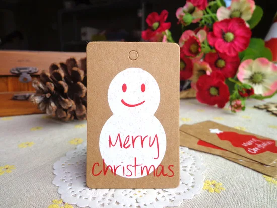 7-snowman 50 шт. рождественские подарки метки Рождественская елка украшения Рождественские украшения для дома год бирка для подарков Noel подвесной Декор - Цвет: 7-snowman