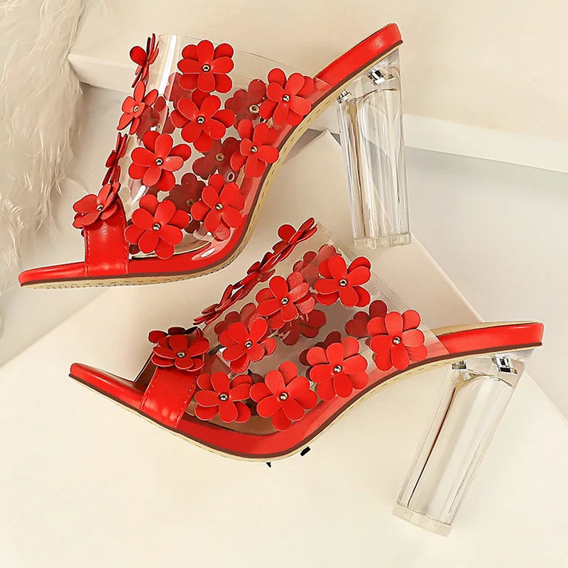 Мюли женские на квадратном каблуке 2021 см сандалии без задника прозрачные тапочки