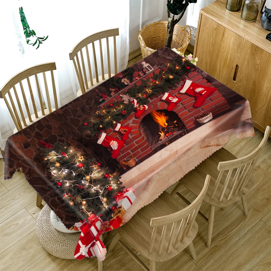 Утолщенная хлопковая Рождественская скатерть 3D светильник елочка
