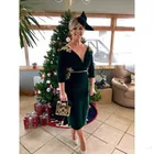 Платье для матери невесты с V-образным вырезом и длинными рукавами