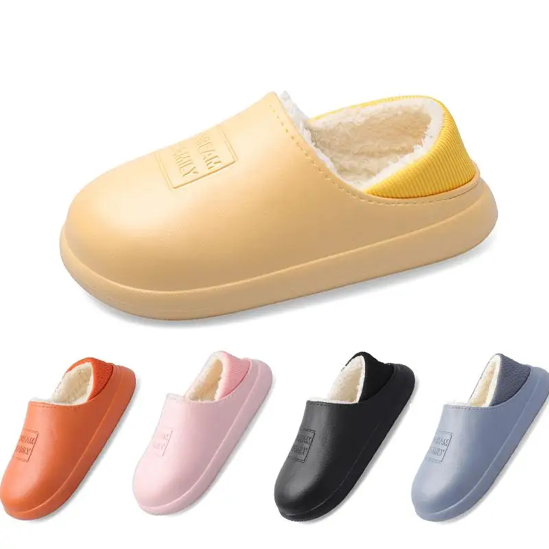 

New women inside Non-slip Water Proof cotton slippers Bag with plush Hot shoes Pair Dual-use cotton slippers Men's home Shoes