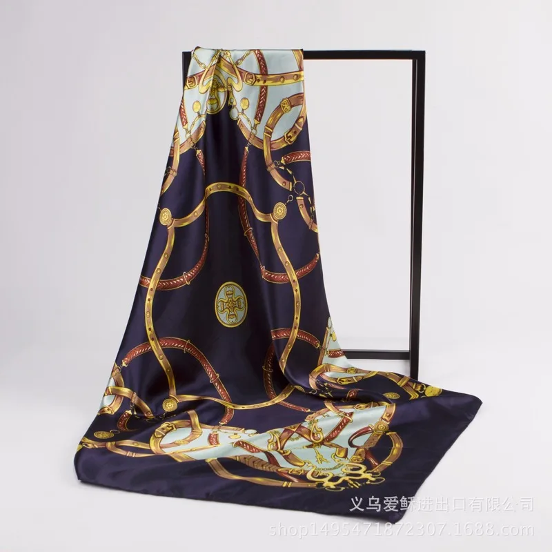 90X90cm атласный декоративный печатный Профессиональный шарф женский полотенце