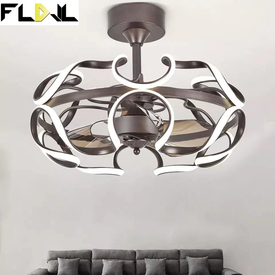 Nordic Invisible Fan lights Frequency Conversion Chandelier with Remote Control for Home Bedroom Restaurant 220v Creative Simple | Лампы и