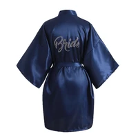 bridal wedding kimono robe gown womens faux silk nightgown bridesmaid bathrobe party bath dress lounge sleepwear one size
