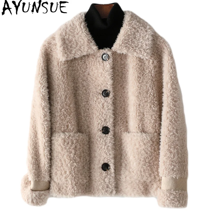 Spring Short Wool Jackets Women Winter Thin Sheep Shearling Coat Women's Fur Coats Casual Jaqueta Feminina Gxy382