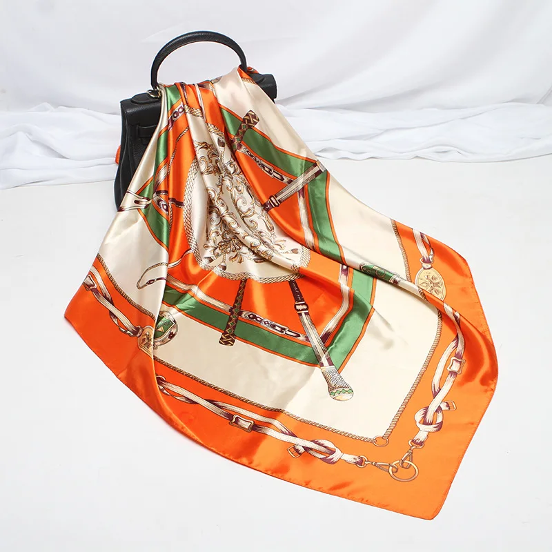 

Women 90*90cm Silk Scarf Fashion Shawl Head Covering Ladies Professional Small Squares New Design Silk Scaves