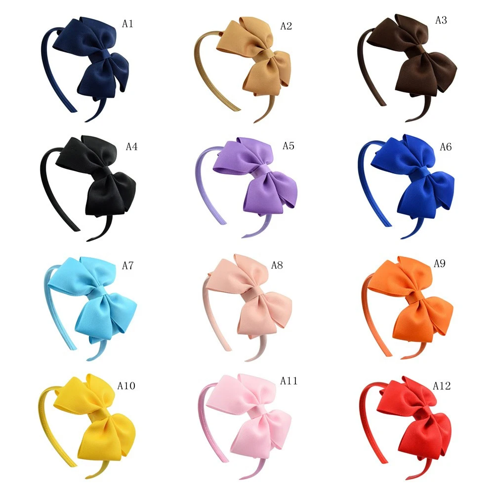 

20 Colors Available Cute Ribbon Bow Hair Headband Princess Girls Solid Color Hairband