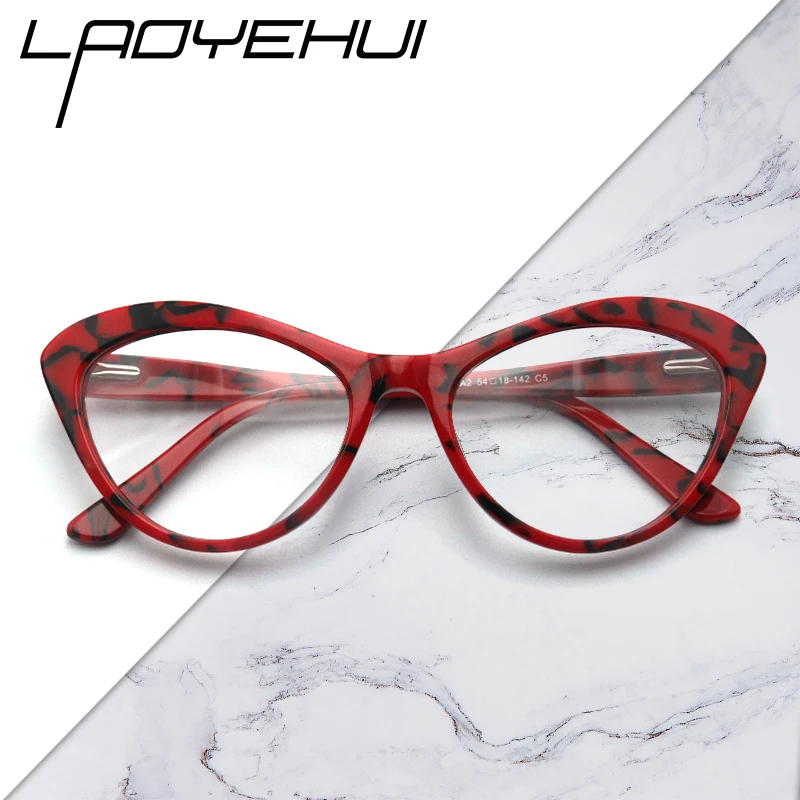

Retro Oval Cat Eye Optical Prescription Eyeglasses Frames Acetate Fashion Clear Fake Glasses Women Brand Customizable Diopter