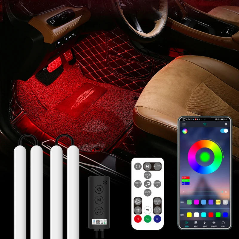 

Niscarda Led Car Atmosphere Lamp USB Cigarette Lighter APP RF Remote sound Control RGB DIY Auto Ambient Light Bar