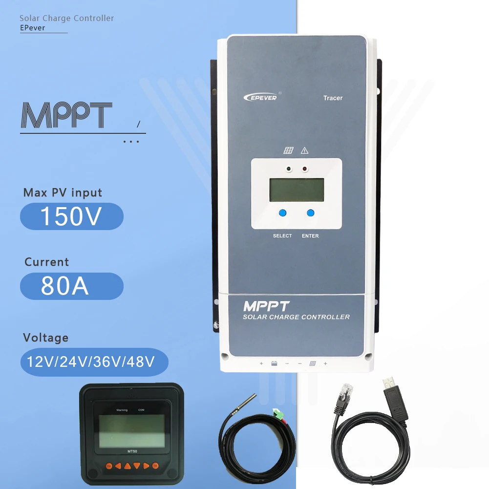 80AN RS485 TSR MT50 MPPT 80A контроллер солнечного заряда 48 В/36 В/24 В/12 В отрицательный наземный аккумулятор Макс 200 в PV VOC регулятор солнечного заряда с ЖК-дисплеем - Цвет: 80AN RS485 TSR MT50
