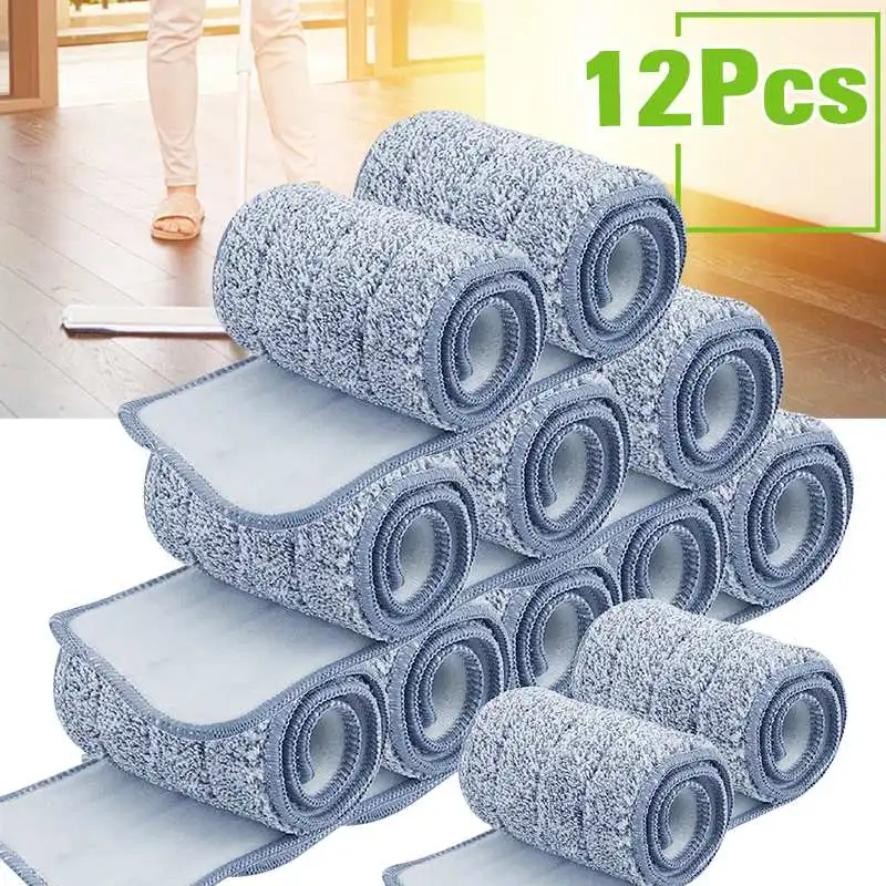 

4/8/12 PCS Microfiber Mop Cloth Kitchen Floor Cleaning for 12X33cm Flat Squeeze Mop Replacement Mop Pads Household Tools