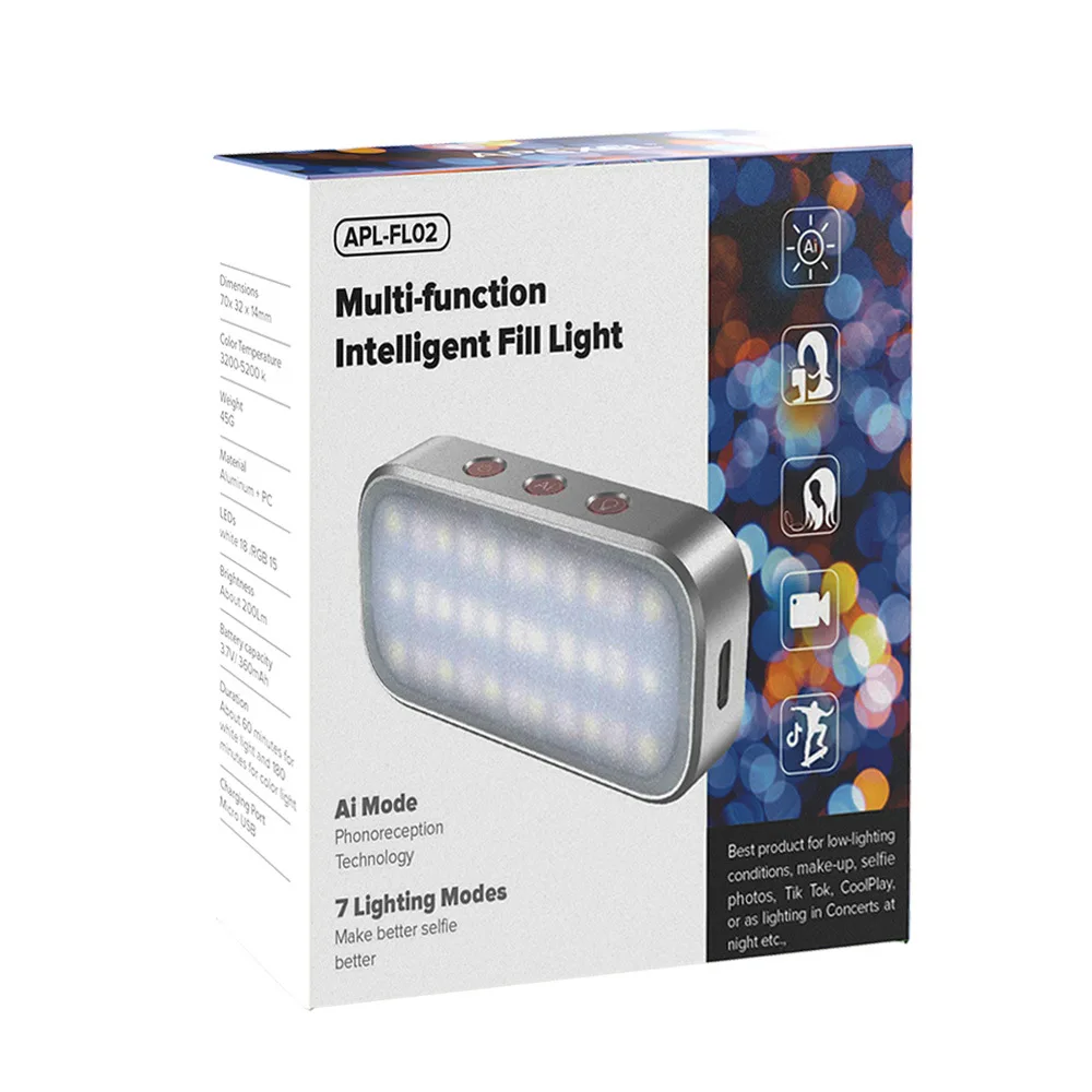 APEXEL AI Mode Flash LED 7 разноцветных вечерние светильник для дыхания мульти светодиодный
