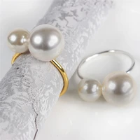 1pc creative new pearl napkin ring the toast u shaped button ring napkin western buckle napkin rings for home table decoration