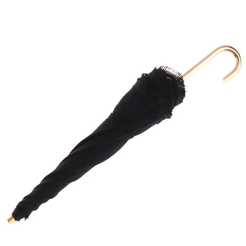 

1:12 Dollhouse Miniature Black Umbrella Model Toys Accessories Decoration