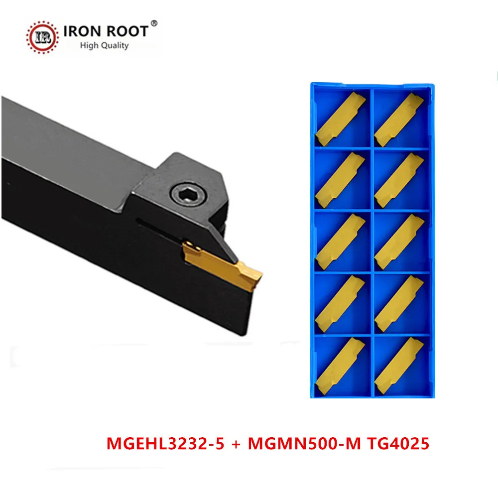 

IRON ROOT 1P MGEHR3232-5 / MGEHL3232-5 Grooving Turning Tool Holder +10P MGMN500 CNC Carbide Insert for Lathe Metal Machining