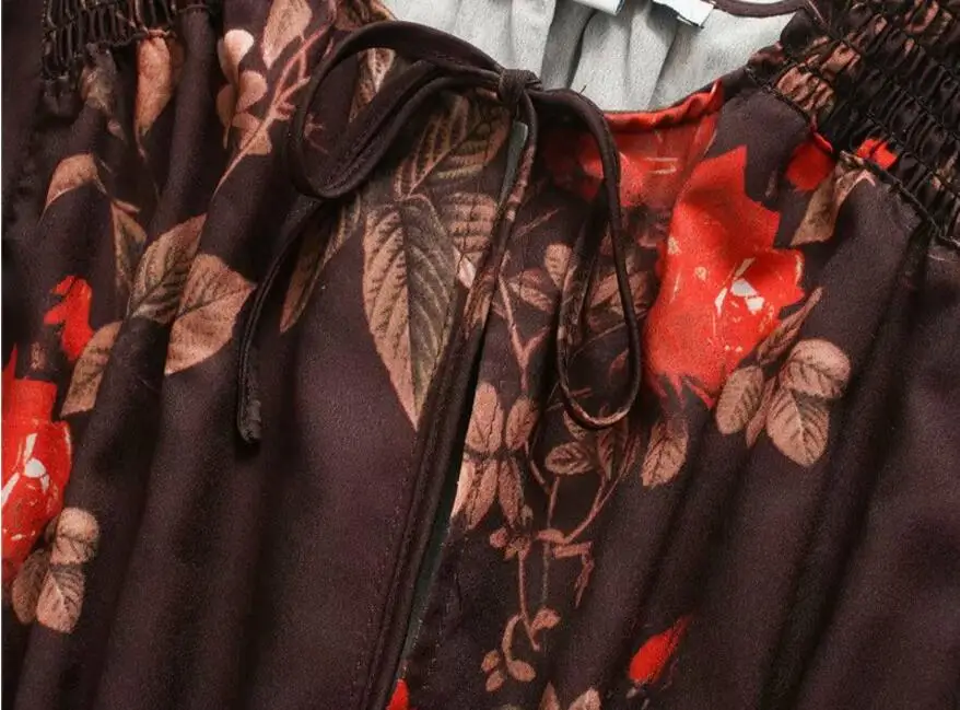 Женское винтажное платье с длинным рукавом длинное поясом на резинке и оборками