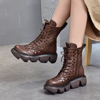 springsummer 2021 hollow single boots platform platform with lace up martin boots high heel round toe leather hole sandals
