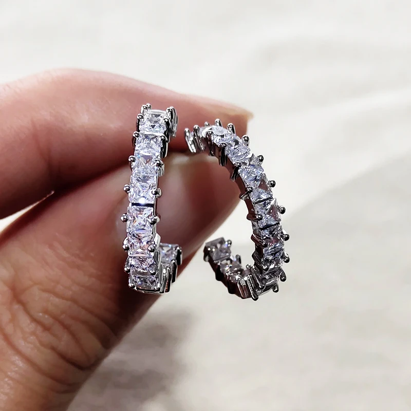 

UILZ Brilliant Pear-shaped CZ Hoop Earrings for Women Crystal Cubic Zircon Stylish Female Accessories Versatile Trendy Jewelry