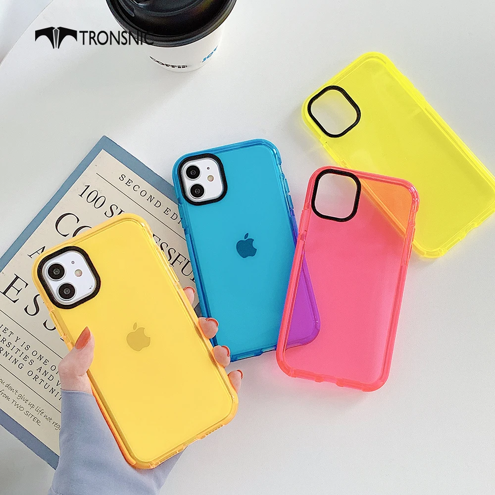 Неоновый флуоресцентный чехол для телефона iPhone 11 Pro Max XR X XS MAX мягкий желтый