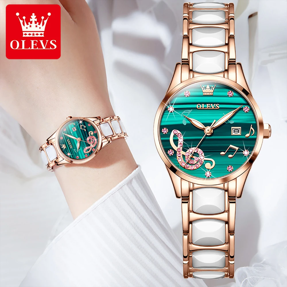 2021 OLEVS Brand Watch Luxury Women Watch Creative Women's Ceramic Bracelet Watches Female Clock Montre Femme Relogio Feminino