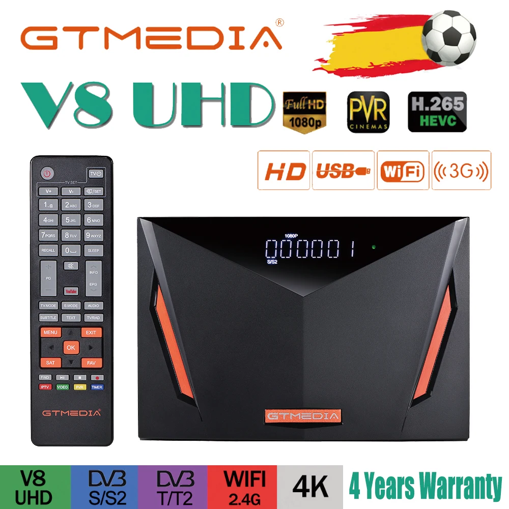 Новейший спутниковый ресивер Gtmedia V8 UHD DVB S2 со встроенным Wi Fi работает от NOVA