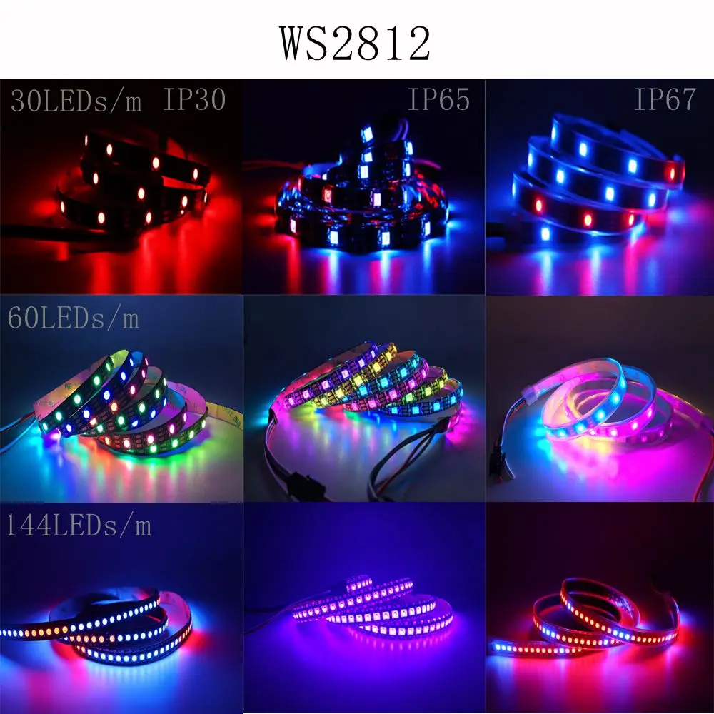 WS2811 WS2812B WS2813 WS2815 RGB LED Strip Individually Addressable Tape Light 1m/5m 30/60/144Leds/m DC5V /12V | Освещение