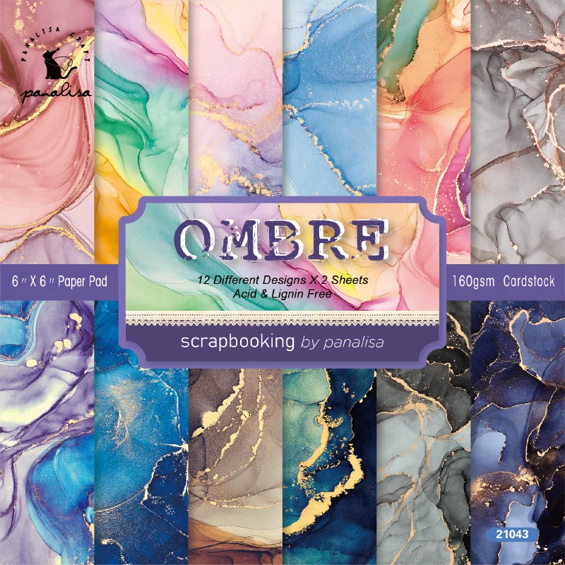 

Panalisacraft 24 sheets 6"X6" alcohol ink paper mixture Scrapbook patterned paper pack handmade craft paper Background pad card