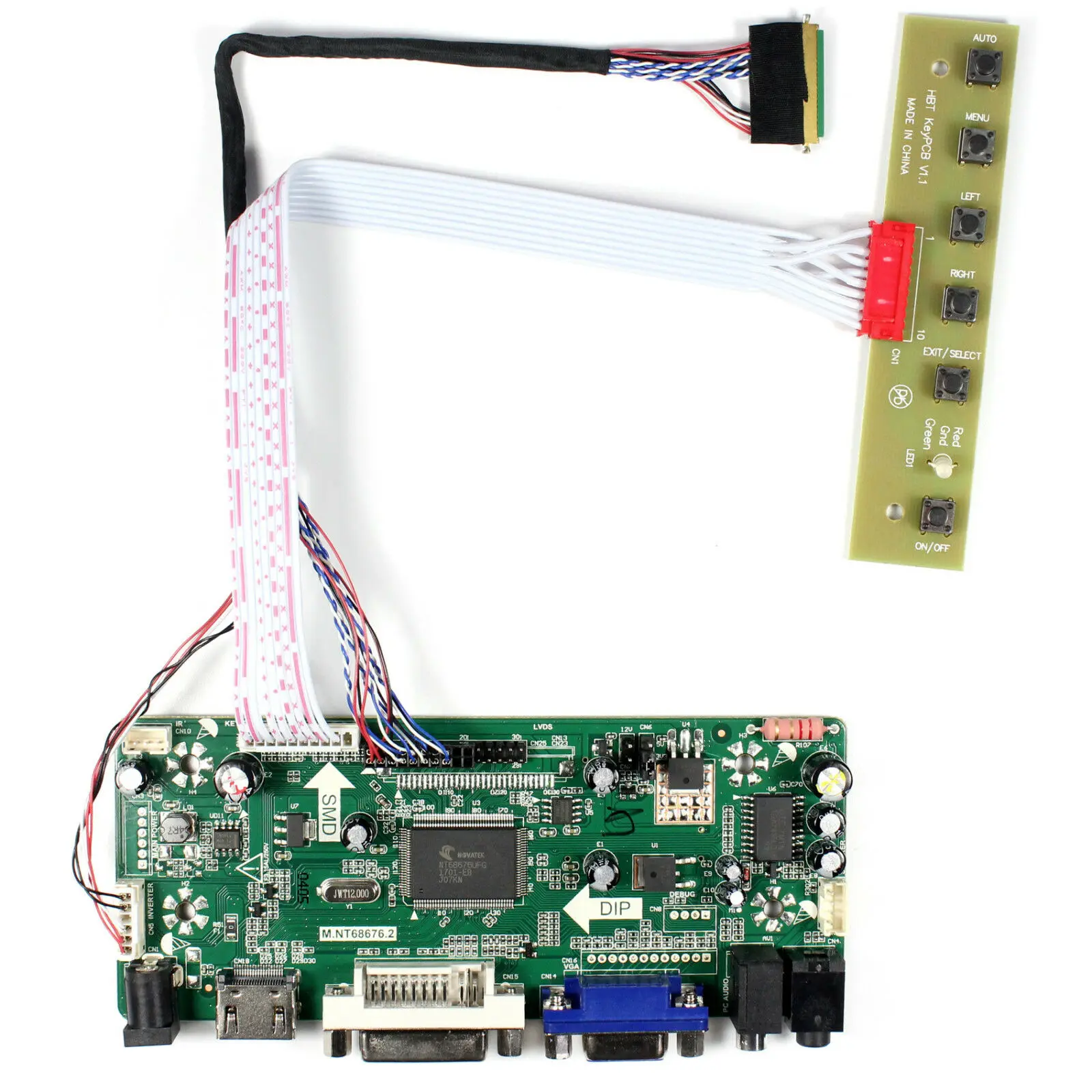 M.NT68676 Driver Board Kit for LP156WH4-TLP1 / LP156WH4-TLP2 LP156WH4-TLP3 HDMI+DVI+VGA LCD LED screen Controller | Компьютеры и офис