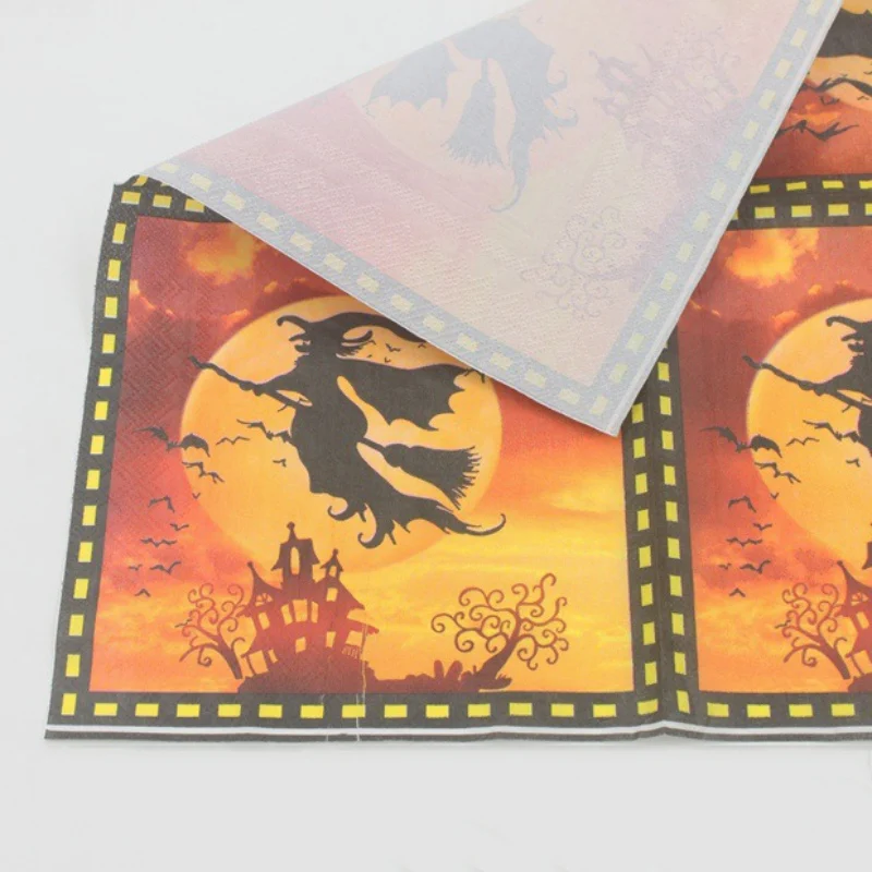 20 шт. бумажные салфетки на Хэллоуин Бумажные Салфетки элегантная ткань винтажное