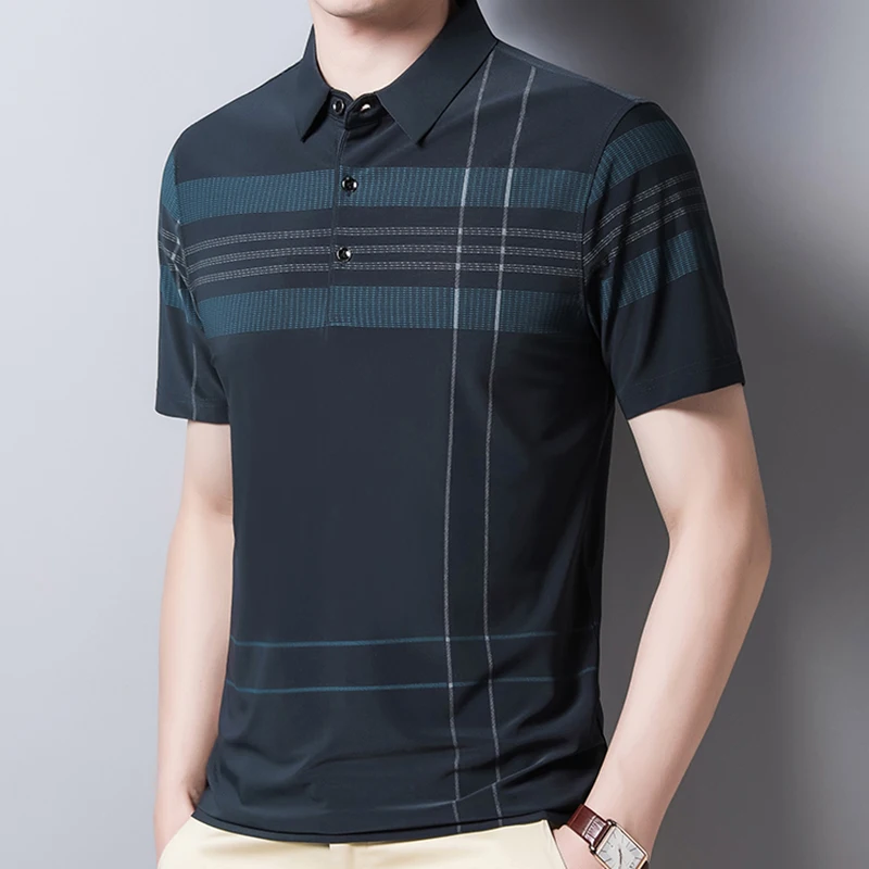 

2021 New Short Sleeve Polo Tee Shirt Men Casual Summer Striped Men's Clothing Polos Shirts Mens Fashion Slim Fit Poloshirt