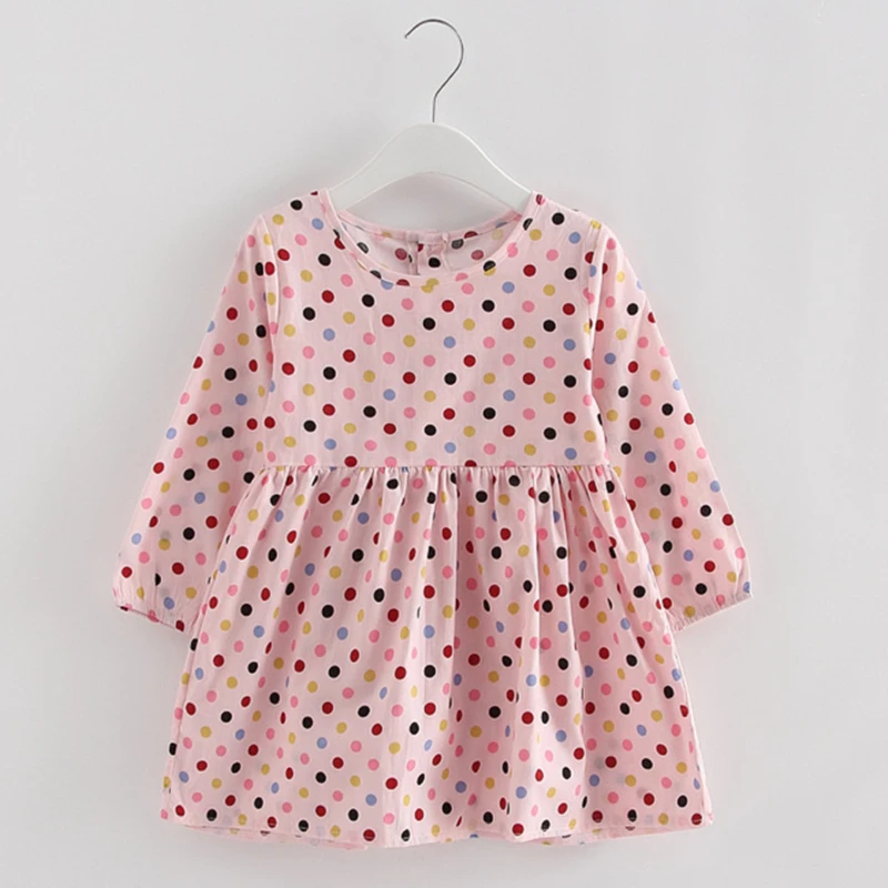 New Kids Long Sleeve Dresses Girls Flower Printed Princess Dress Summer Children Clothing 2 3 4 5 6 7 Years Girl Elegant Outfits | Детская