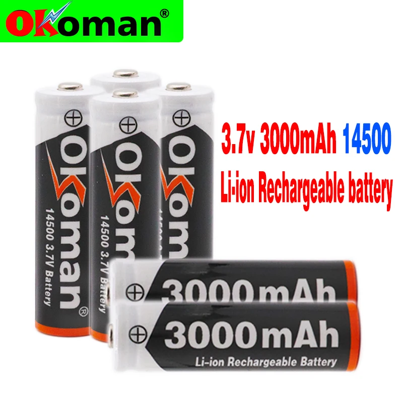2-10 шт. Okoman AA 14500 3000mah 3 7 V литий-ионная аккумуляторная батарея и светодиодный