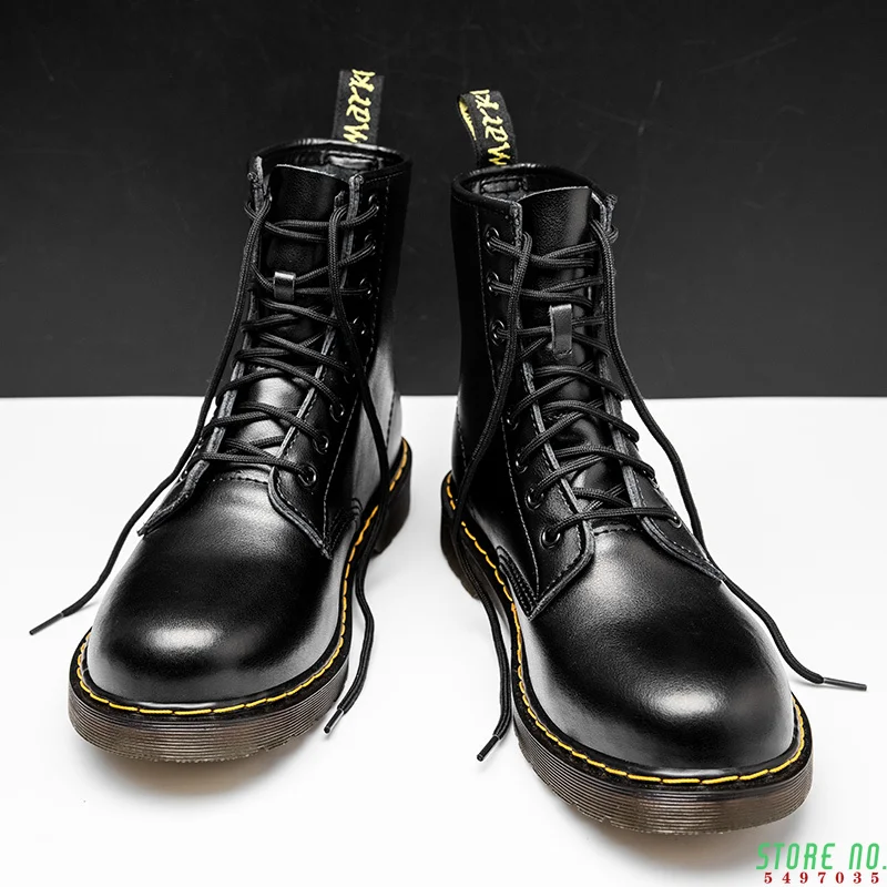 

Зимние мужские ботинки Dr. Мотоциклетные ботильоны теплые меховые ботинки из мягкой кожи черные ботинки унисекс для пар