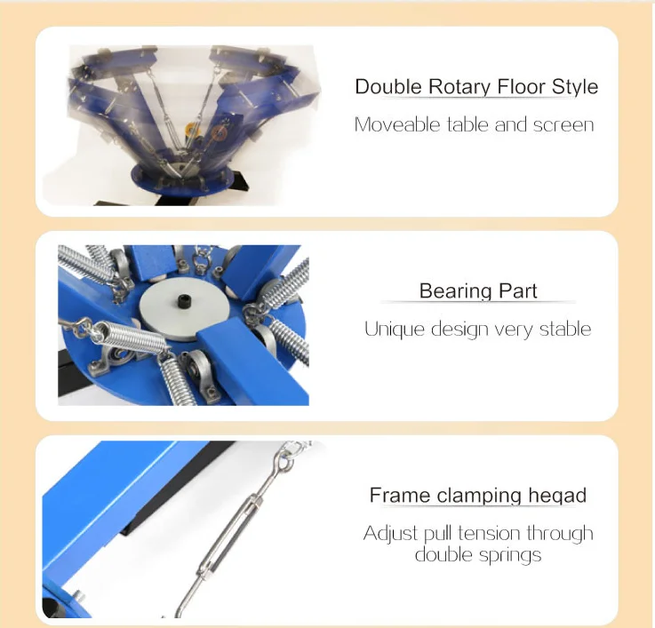 

4 Color 4 Station Silk Screening Press Screen Printing Machine with Frame