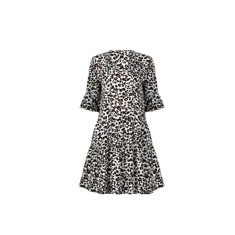 Платья для беременных с v-образным вырезом Летняя одежда женщин леопардовым