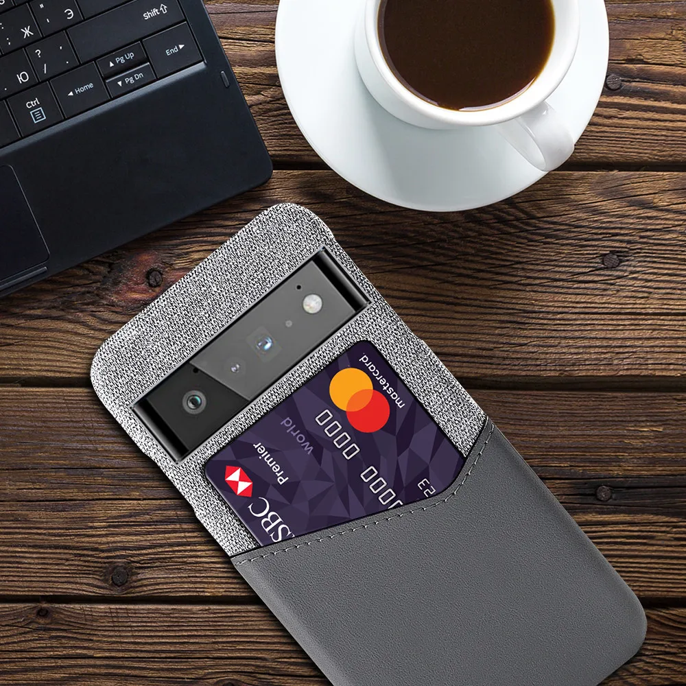 

For Google Pixel 6 Pro 6pro 4A 5G 5A Funda Retro PU Leather + Cloth Fabric Card Slots Case For Google Pixel 4 3A 3 2 XL Pixel6