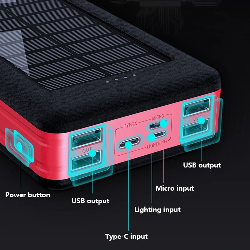 80000mah solar power bank fast charging large capacity portable travel emergency mobilephone charger for iphone xiaomi samsung free global shipping