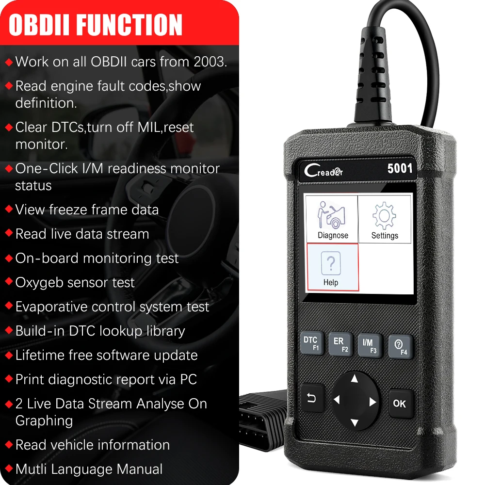 Автомобильный сканер LAUNCH OBD2 CR5001 инструмент для диагностики автомобиля с