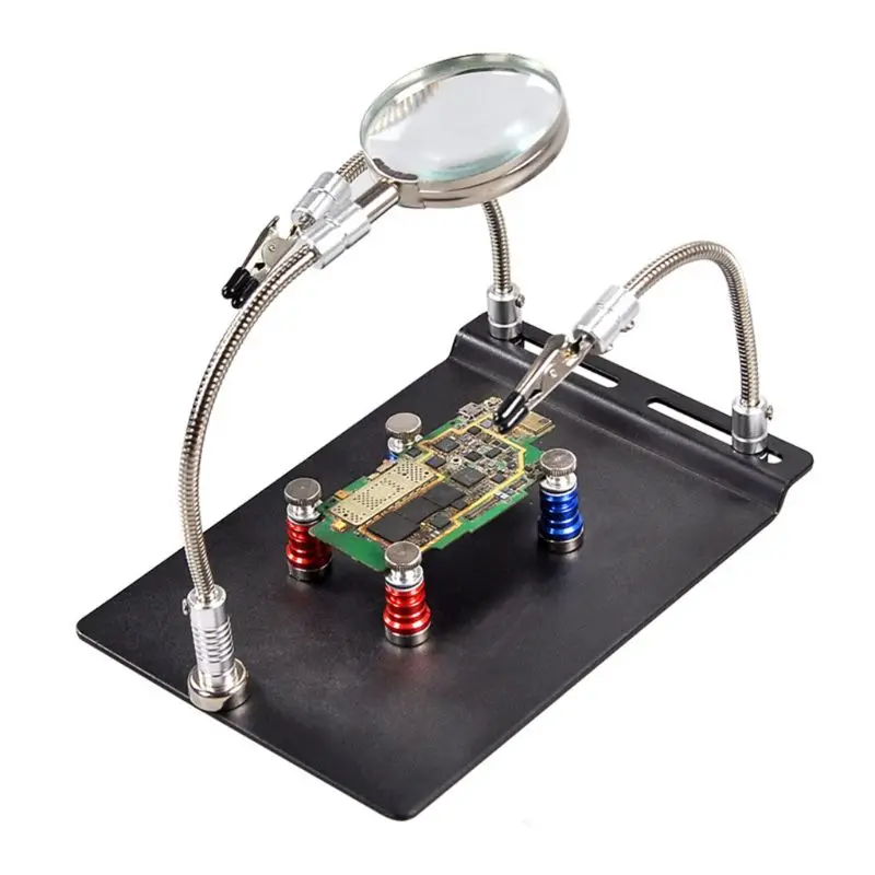 

Magnetic Circuit Board Holder Helping Hands Soldering Third Hand with Magnifier
