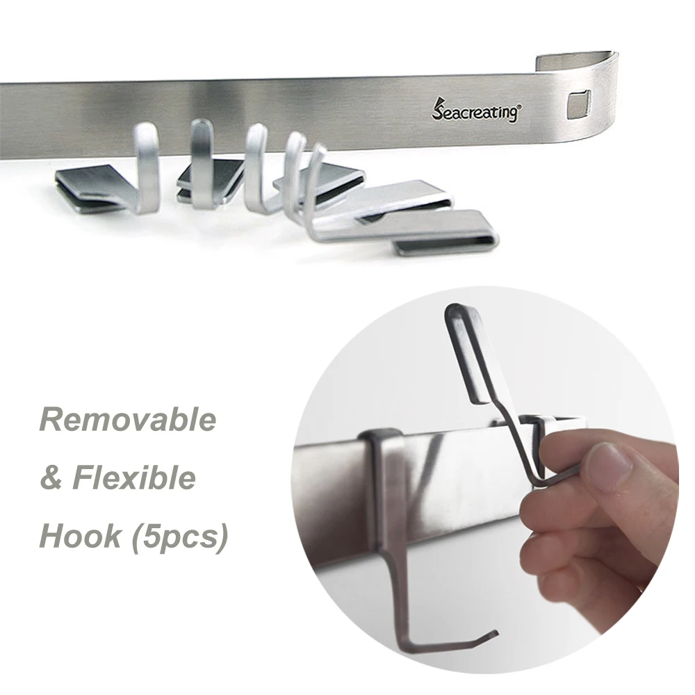 Seacreating 46 см домашнего хранения кухня рельса с 5 Крючки Настенный Кованого