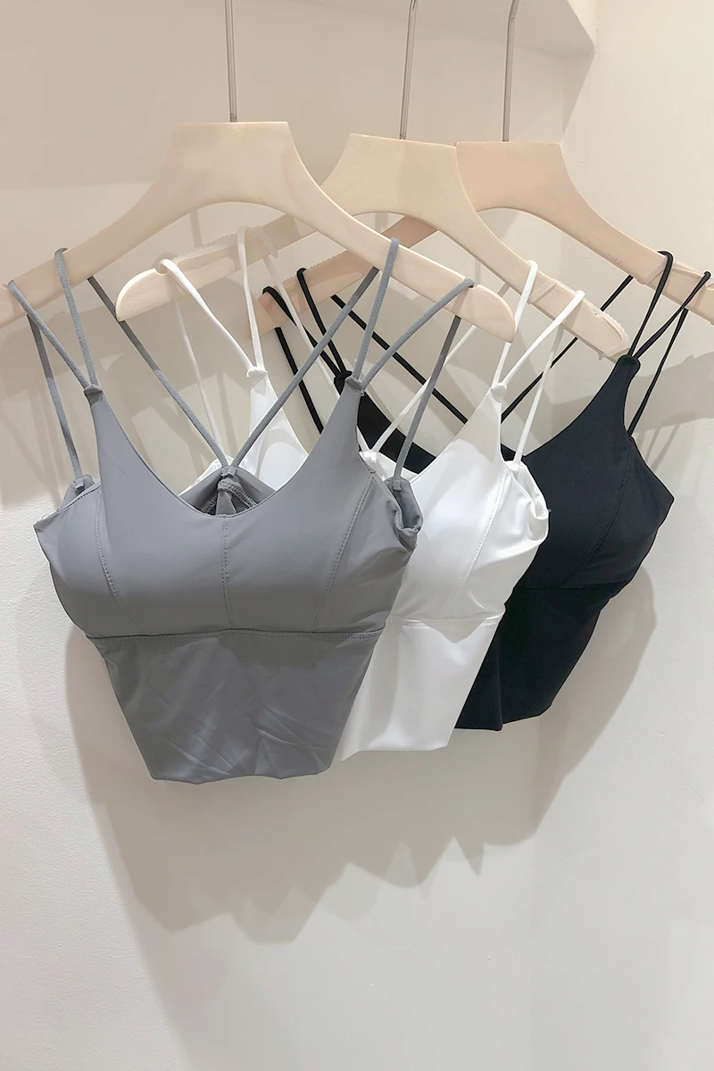 

2021 New Summer Fashion Women Camisole Solid Color Sports Vest Tube Top Without Steel Ring Bottoming Top for Mujer
