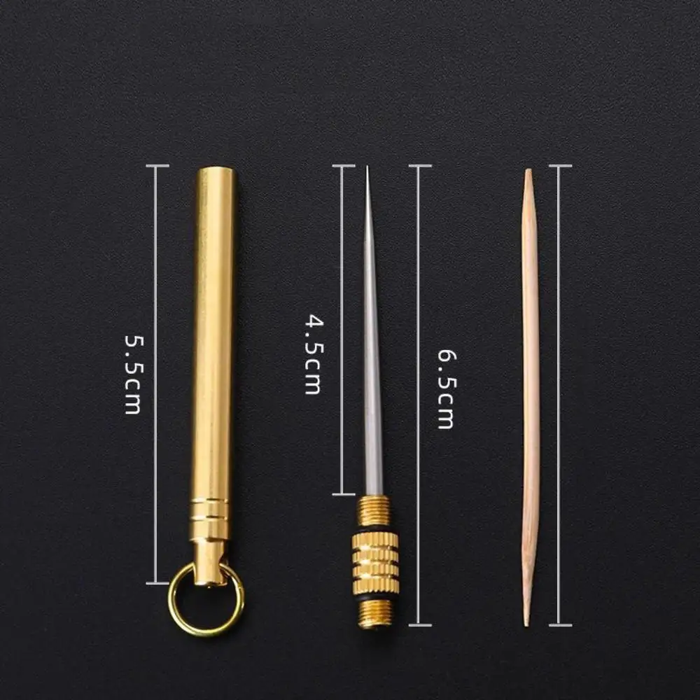

Titanium Outdoor Edc Portable Multifunctional Toothpick Bottle Fruit Fork Camping Tool Toothpick Tube Stronger Than Dental Floss