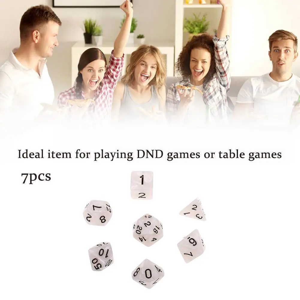 

7pcs Luminous Mini Dice Multi-faceted Game Mini Set Dice Board Game Party Party Dice Set D&D RPG Polygon Game B36F