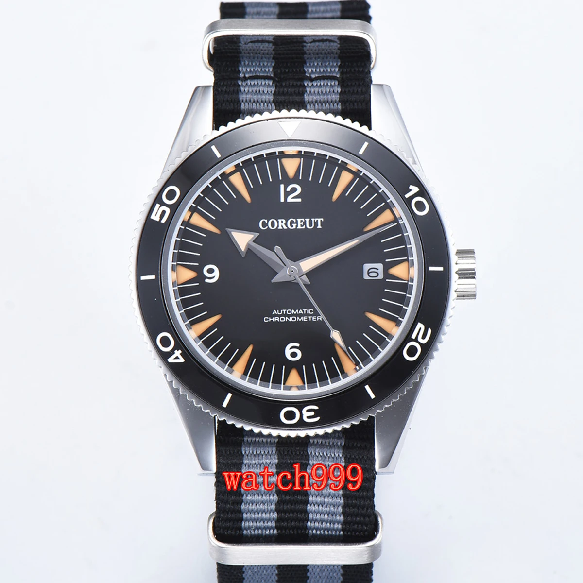 Мужские Водонепроницаемые механические часы с черным циферблатом 41 мм|Мужские