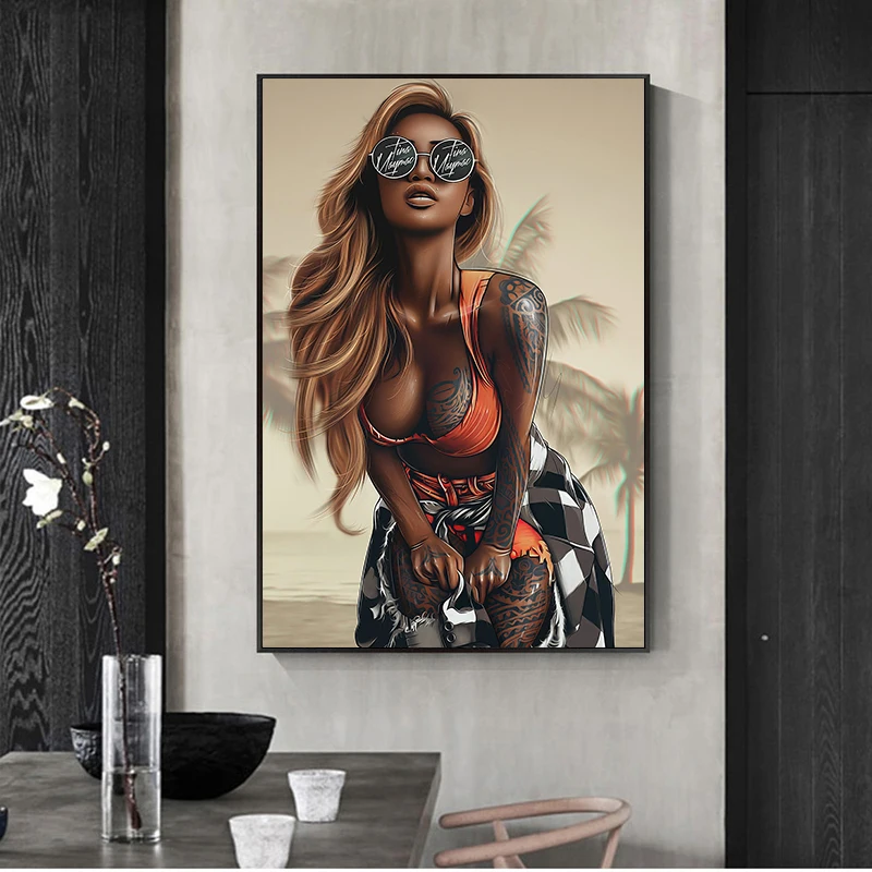 

Abstract Sexy Tattoo Woman Canvas Art Posters and Prints Graffiti Pop Art Girl's Canvas Paintings Street Art Pictures for Home