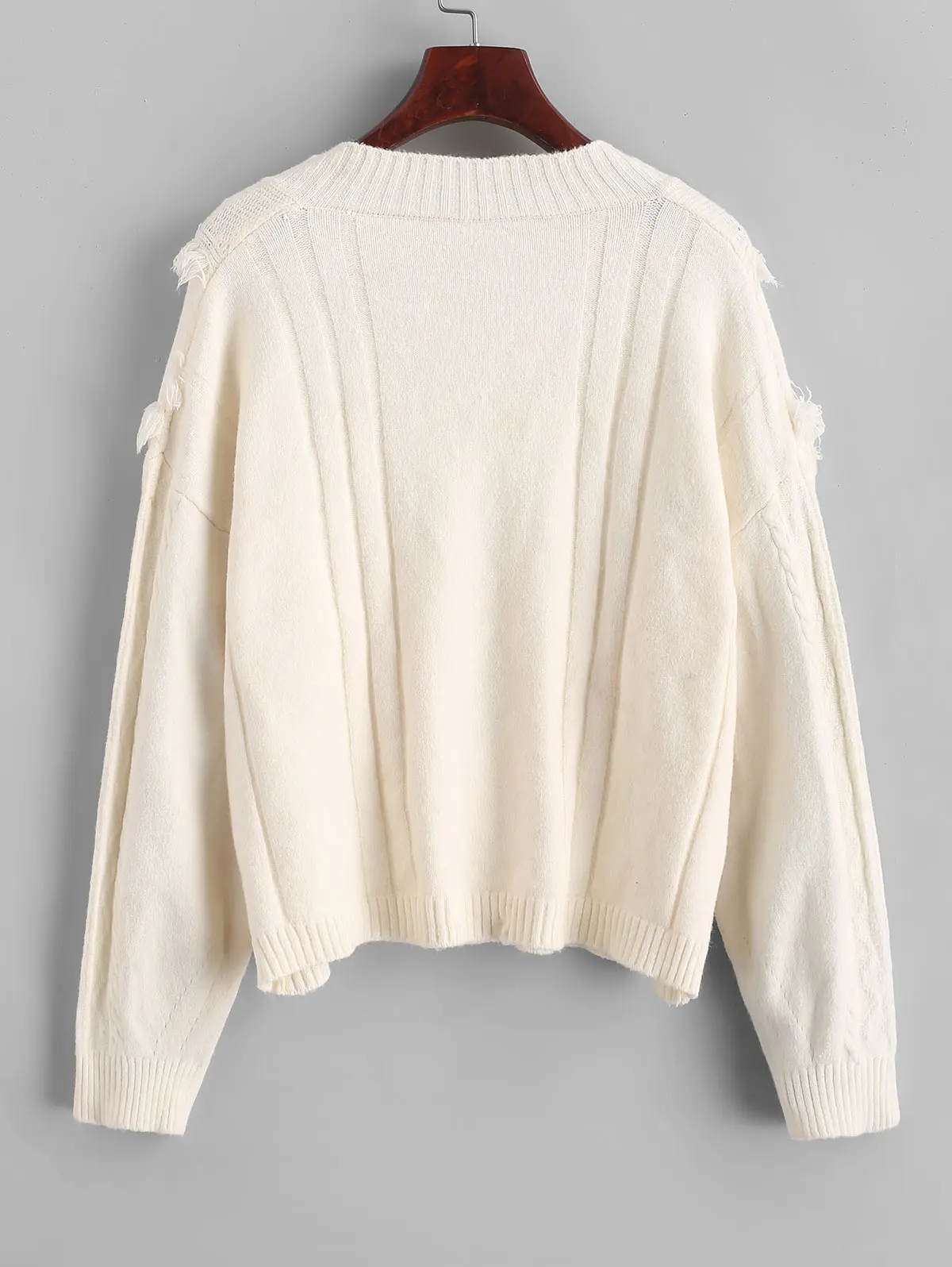 Zaful Winter Solid Women Causal Sweater V Neck Drop Shoulder Fringe Female Pullovers Long Sleeves Knitted Tassel Feminino Jumper | Женская