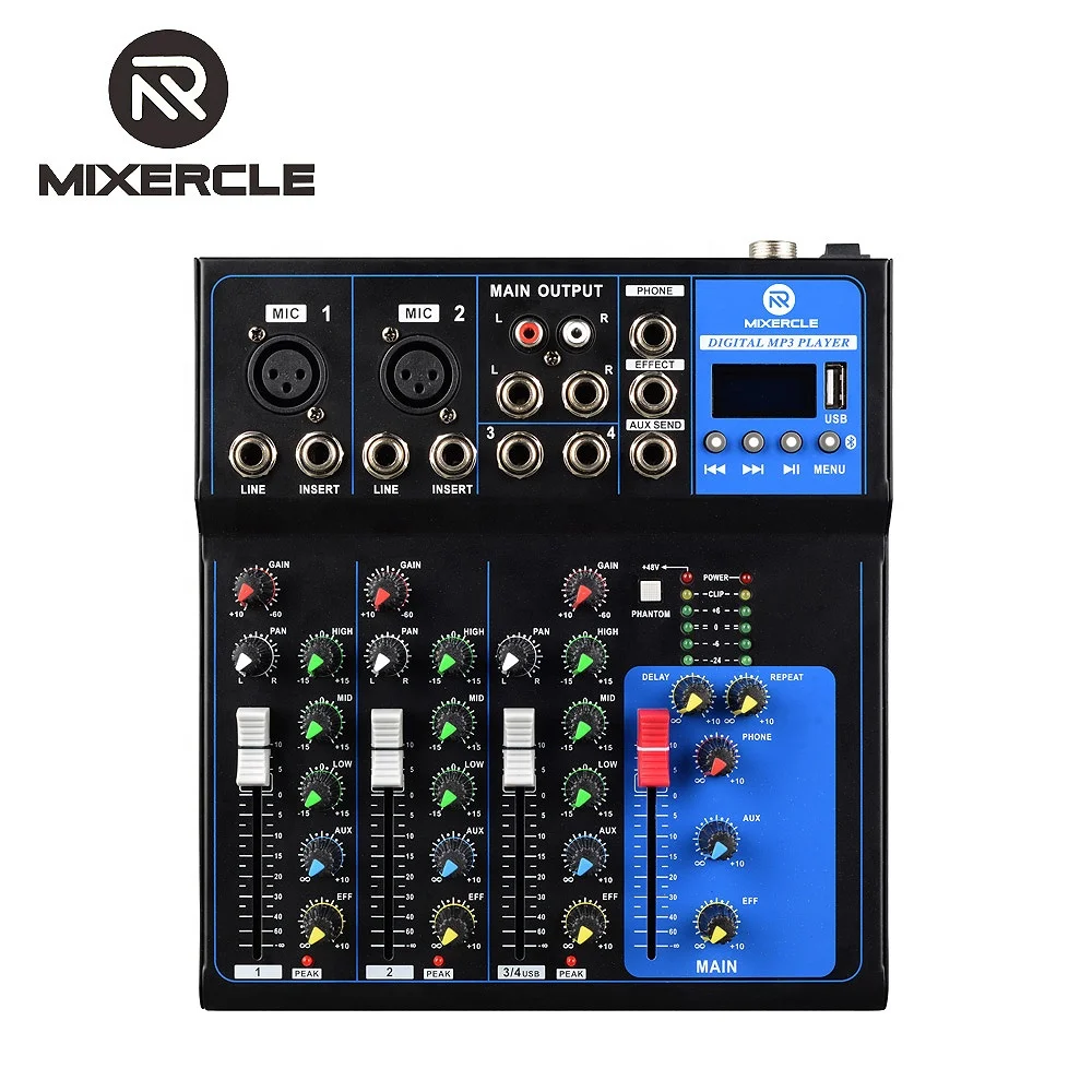 

F4 USB мини микшер консоль с ЖК-дисплеем, цифровой аудио микшер