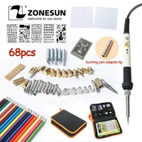 zonesun hot foil stamping soldering iron carving pyrography tool wood embossing burning soldering pen set welding tips kit